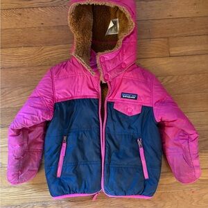 Patagonia Toddler Reversible Tribble Hoody Jacket (Pink/Navy)